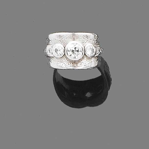 A diamond three-stone ring