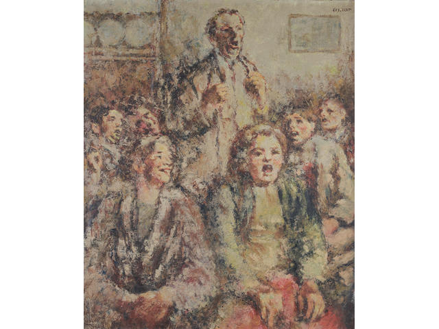 William Conor R.H.A., R.U.A. (Irish, 1881-1968) A Rousing Chorus 76 x 64 cm. (30 x 25 1/4 in.)