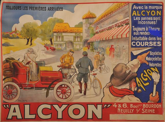 Affiche &#171; Bicyclettes, Motocyclettes, Voiturettes Alcyon &#187; d'apr&#232;s Marcel Bloch,