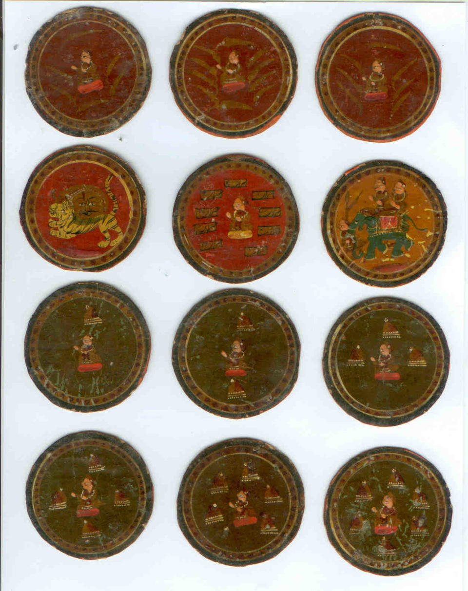 A set of Indian ganjifa cards Maisur, circa 1870