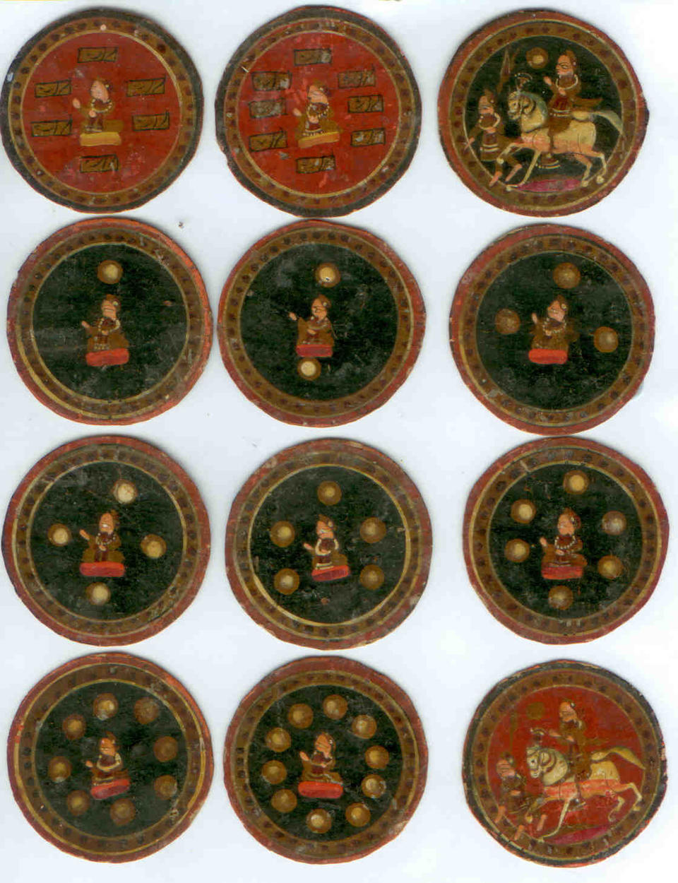 A set of Indian ganjifa cards Maisur, circa 1870