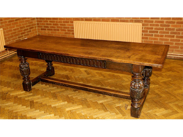 A 20th century, 17th century style, oak refectory table