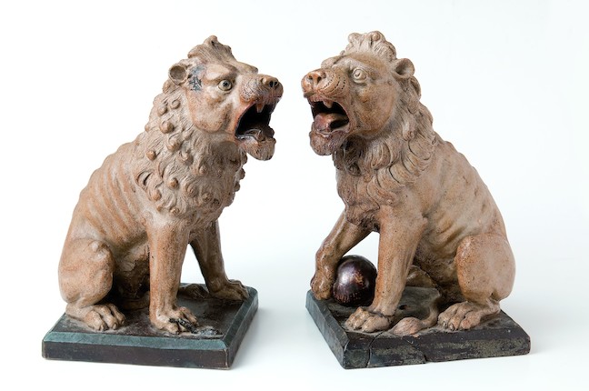 The Martin Brothers A Rare and Impressive Pair of Stoneware Lions, 1896-7 image 1