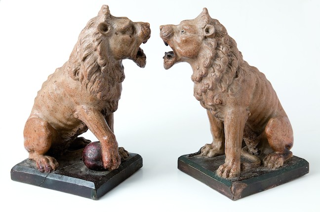 The Martin Brothers A Rare and Impressive Pair of Stoneware Lions, 1896-7 image 2