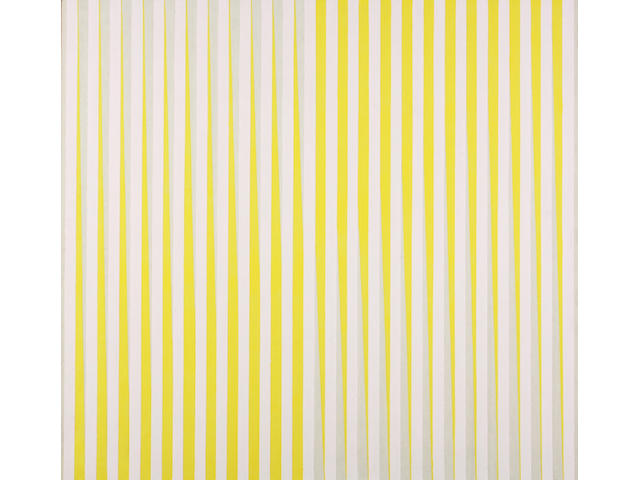 Richard Allen (British, 1933-1999) 'Untitled (Pink and Yellow)' 122 x 122cm. Unframed