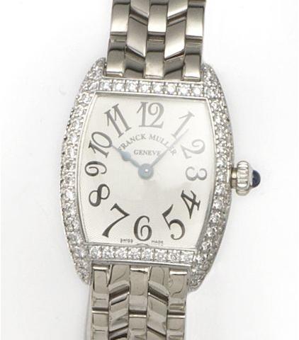 Frank Muller. A fine 18ct white gold diamond set lady's bracelet watch together with fitted box and papers