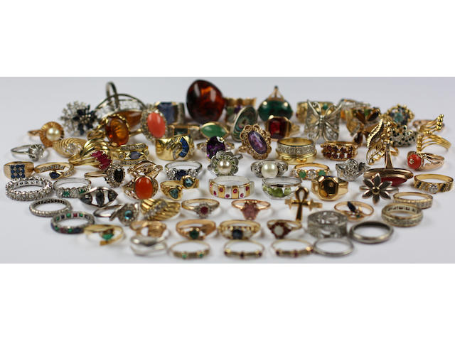 A large collection of assorted rings,