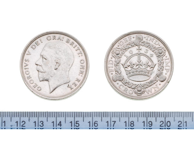 George V, Crown, 1934, modified bare head left,