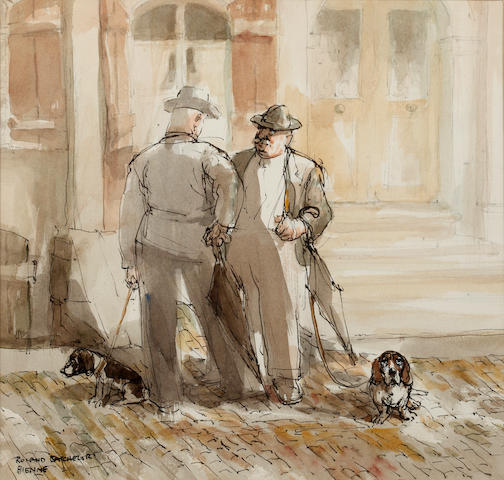 Roland Batchelor (British, 1889-1990) 'Taking the dog for a run'