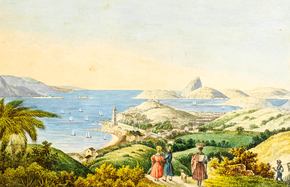 Brazilian School, circa 1840 A set of six Brazilian landscapes  each 11 x 16.6cm (4 5/16 x 6 9/16in) (picture size), (6).