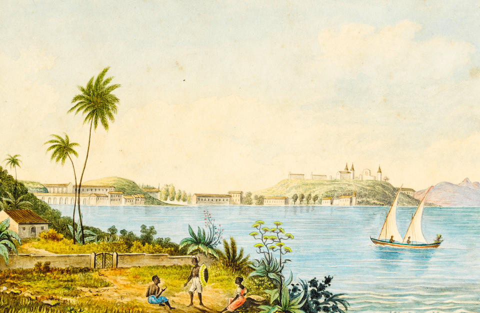 Brazilian School, circa 1840 A set of six Brazilian landscapes  each 11 x 16.6cm (4 5/16 x 6 9/16in) (picture size), (6).
