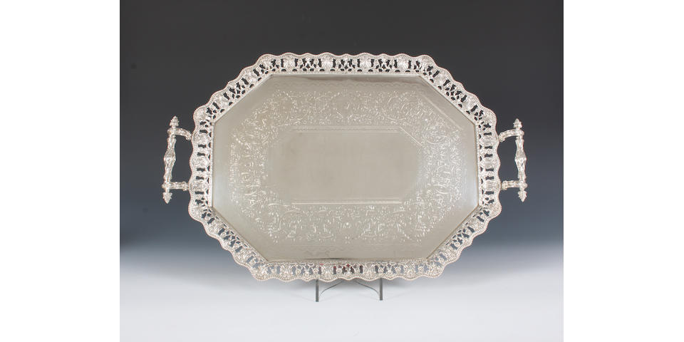 A late Victorian silver twin-handled tray By Martin & Hall, Sheffield, 1898,