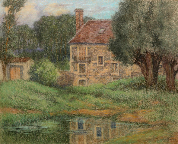 Pierre Ernest Prins (French, 1838-1913) House by a river