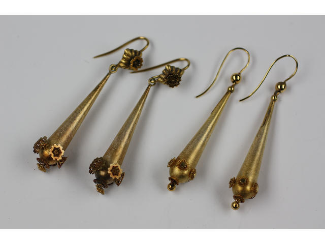 Four pairs of Victorian drop earpendants
