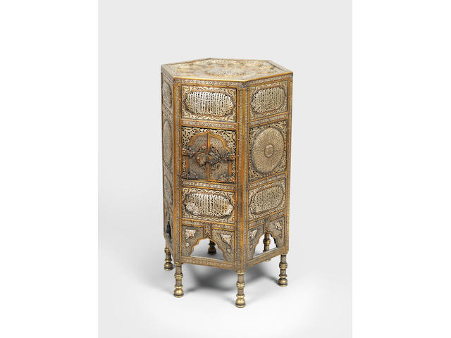 A Mamluk Revival silver-inlaid copper Qur'an Stand (kursi) Egypt or Syria, first half of the 20th Century