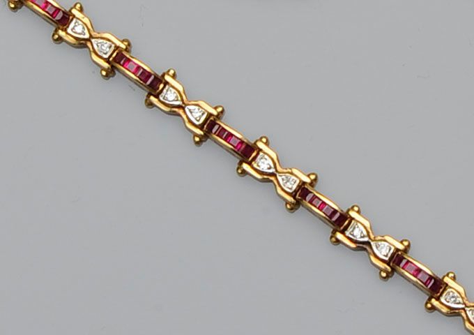 A ruby and diamond bracelet