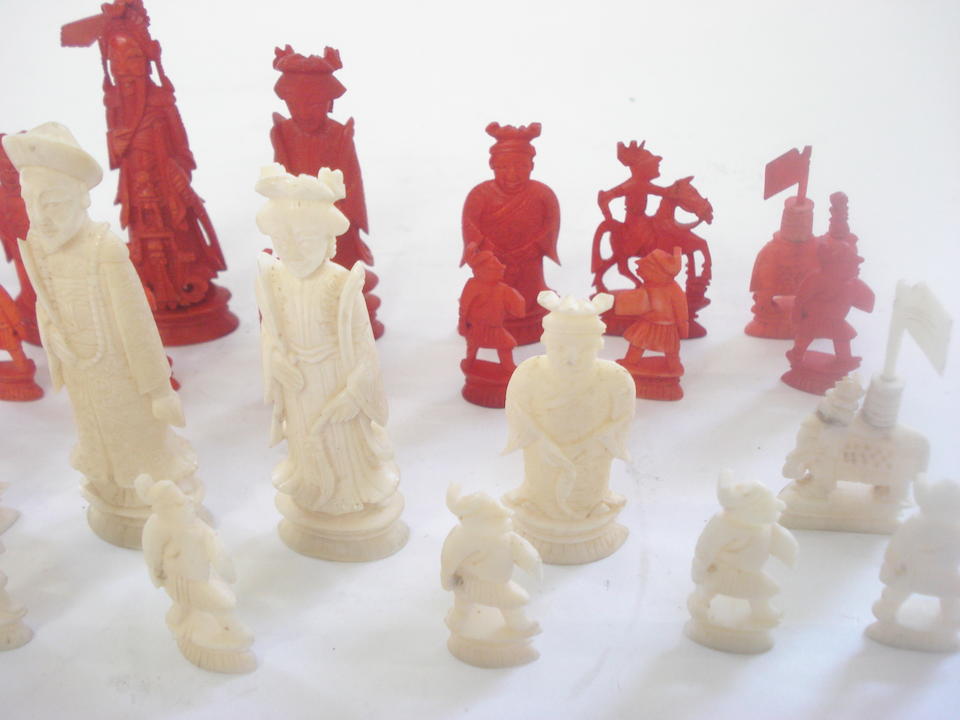 A Canton ivory export chess set 19th century