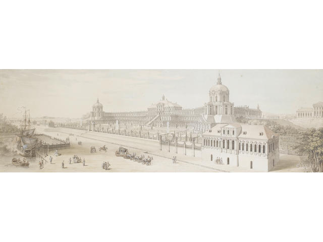 Attributed to Nicolas Louis de Lespinasse (Pouilly 1734-1808 Paris) View of the Oranienbaum Palace