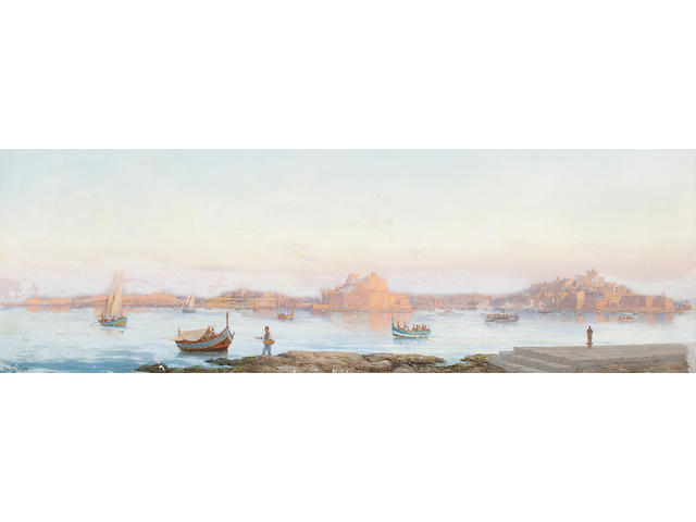 Luigi Maria Galea (Maltese, 1847-1917) Panoramic view of Malta