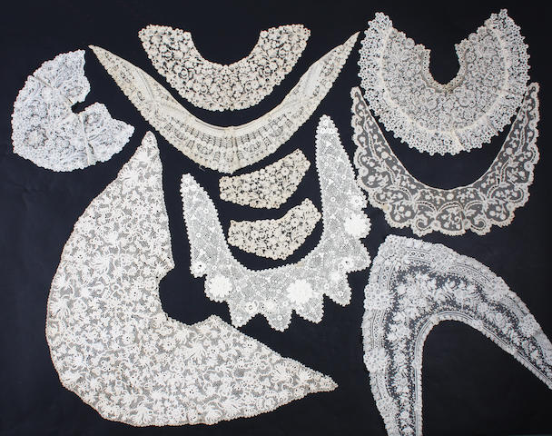 A collection of handmade lace collars