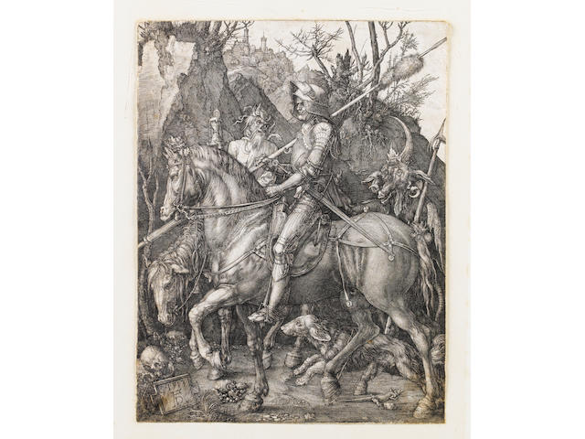 Albrecht D&#252;rer (German, 1471-1528) The Knight, Death and the Devil Engraving, 1513, a fine Meder C/D impression, on laid, trimmed just inside the platemark, 246 x 186mm (9 1/2 x 7 1/4in)(SH) unframed