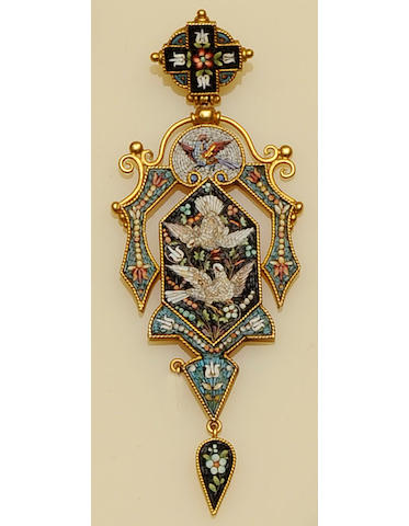 A 19th century micro-mosaic pendant