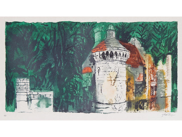 John Piper C.H. (British, 1903-1992) Scotney Castle (Levinson 343-348) The complete set of six etchings with aquatint in colours, 1983, on Arches, each signed and inscribed 'a/p' in pencil, aside from the edition of 50, printed and published by Kelpra Studios, London, with full margins, 212 x 405 mm (8 1/4 x 16 in) (PL) (6)