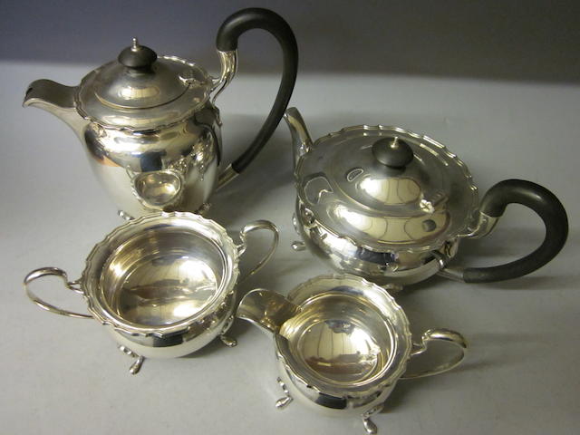 A four piece tea service, by Walker and Hall, Sheffield 1946,  (4)