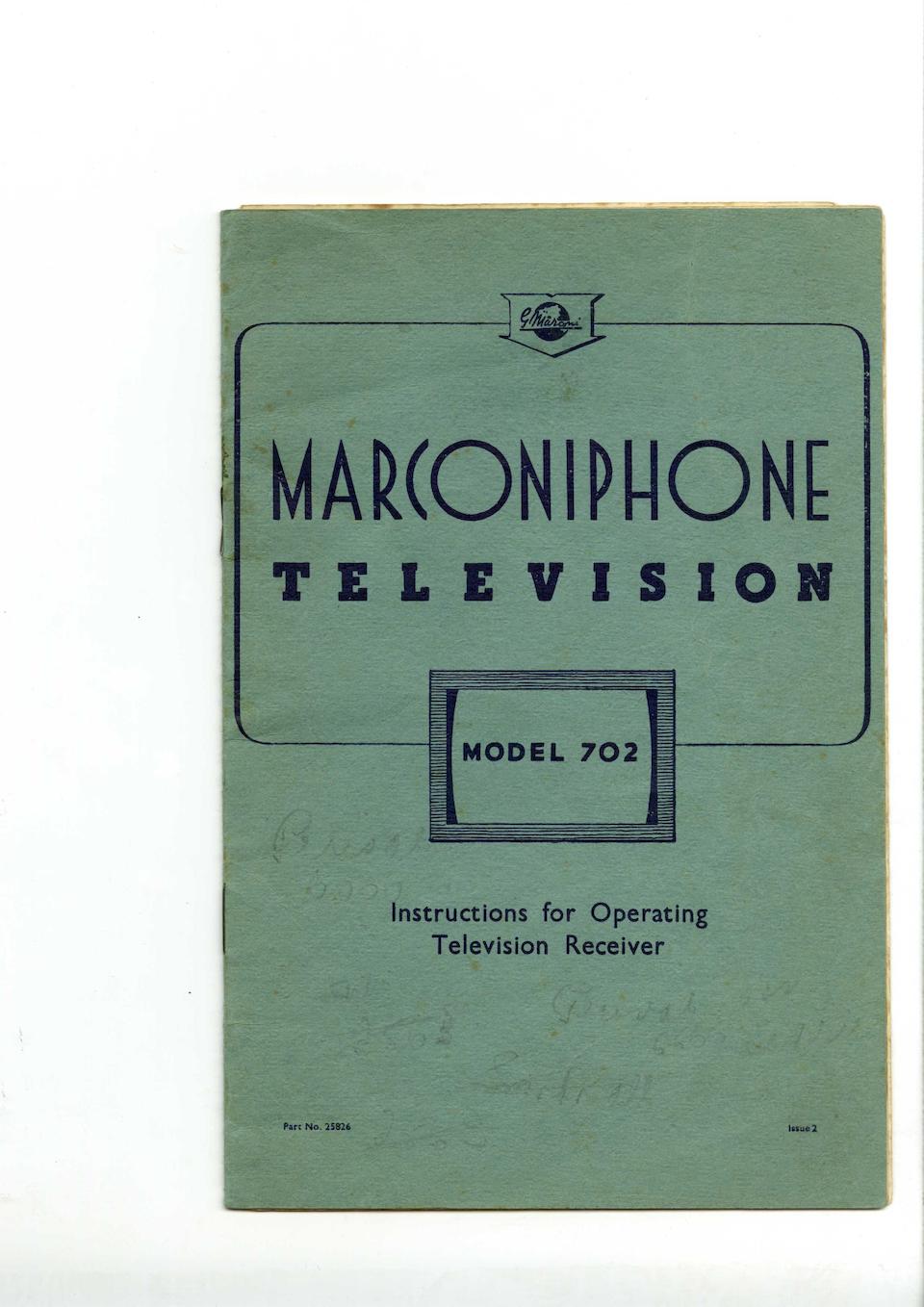 An important Marconi type 702 mirror-lid television, sold on 26th November 1936 - two owners from new,
