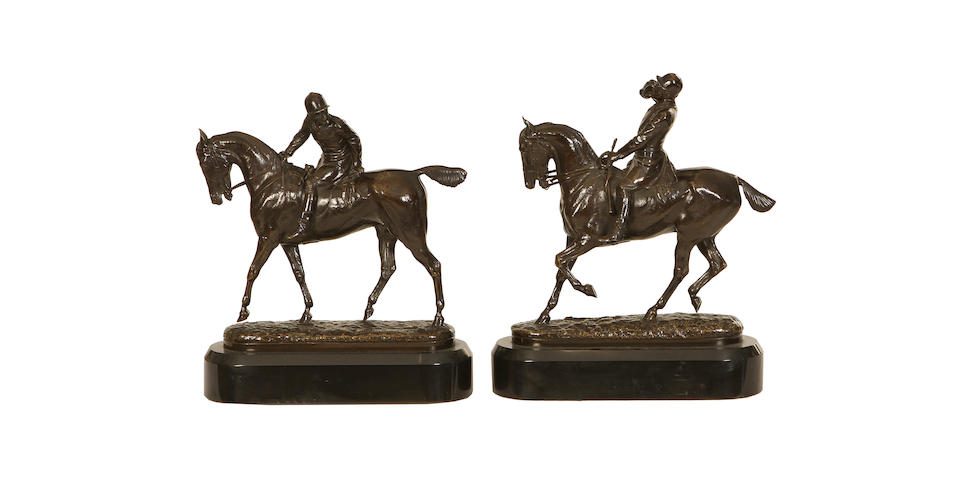 John Willis Good (British, 1845-1879) A pair of bronze models of hunters The Huntsman and The Whip