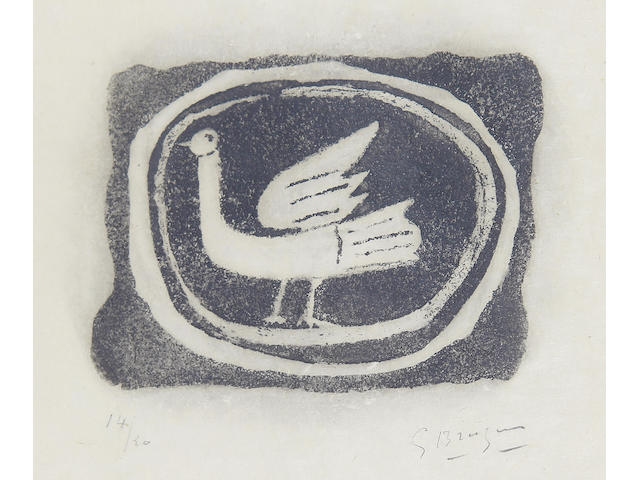 Georges Braque (French, 1882-1963) Oiseau III (Vallier 57) Etching, 1950, on Japan, signed and numbered 14/20 in pencil, 100 x 145 mm (4 x 5 3/4 in) (I)