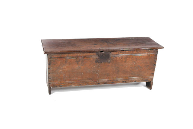 A 17th Century oak boarded chest