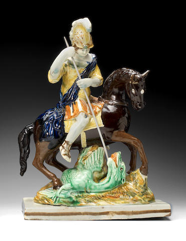 Another Pratt Ware group of St George and the Dragon, circa 1790-1810