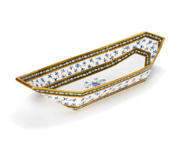 A S&#232;vres boat-shaped dish from a service made for Marie Antoinette, circa 1781
