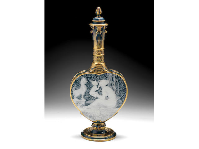 A Siamese Cupid: an exceptional Minton P&#226;te-sur-p&#226;te bottle vase and cover by Mark Louis Solon, circa 1901-2