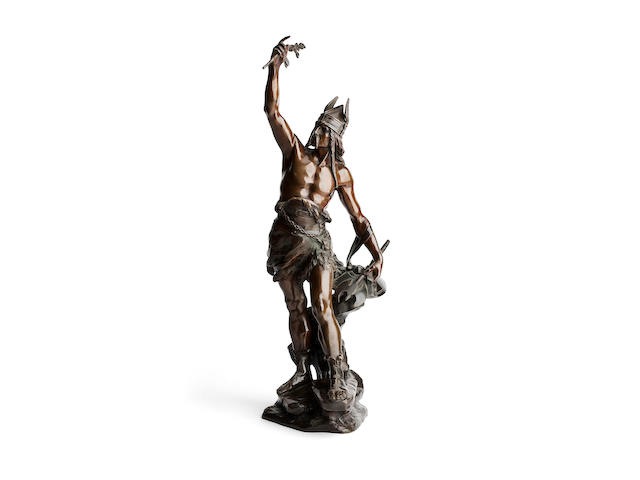 Edouard Drouot, French (1859-1945)A bronze figure of a Viking warrior