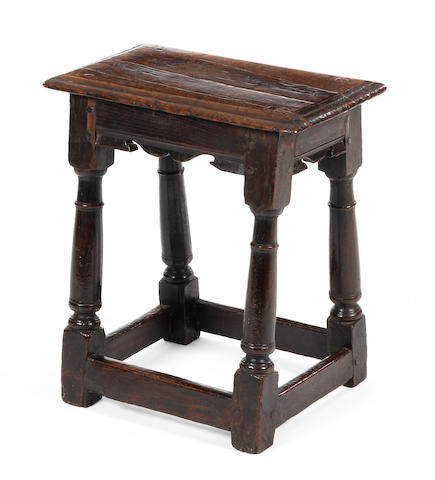 A Charles I oak joint stool