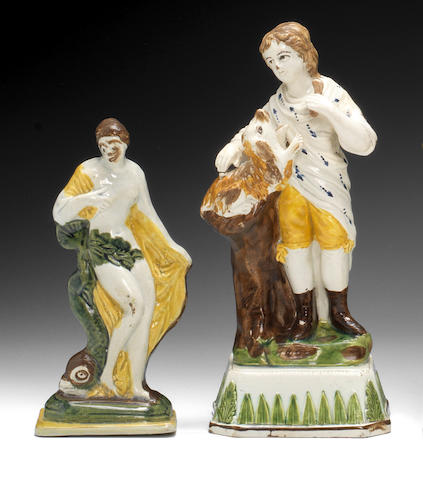 A figure of a boy attributed to Theophilus Smith and a figure of Venus by John Pattison, circa 1800 and dated 1825