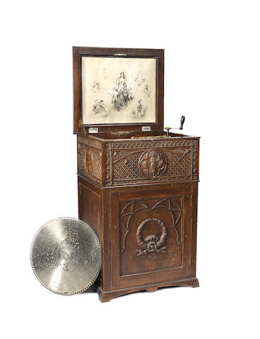 A good Regina 15.5/8-inch style 25D disc musical box-on-stand,