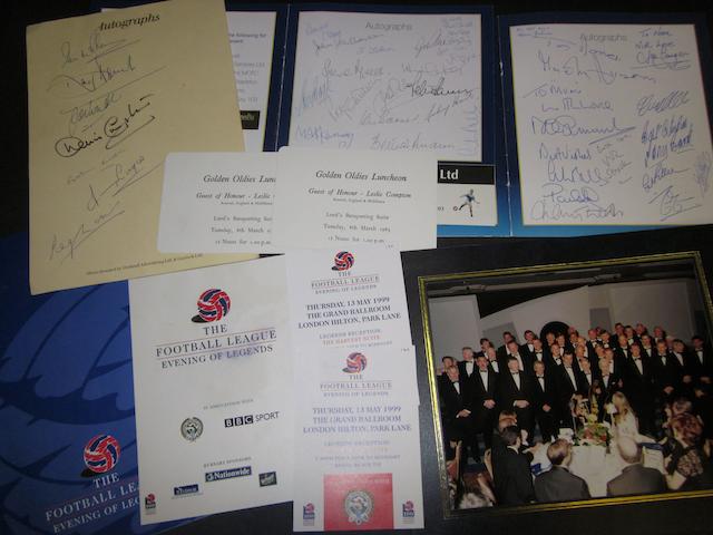 Football League Evening of Legends/Hall of Fame hand signed menu's
