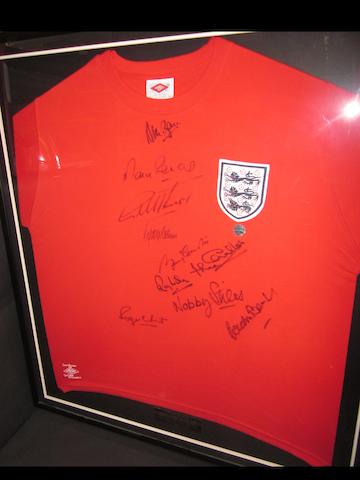 England 1966 shirt hand signed by 10 of the England winning team