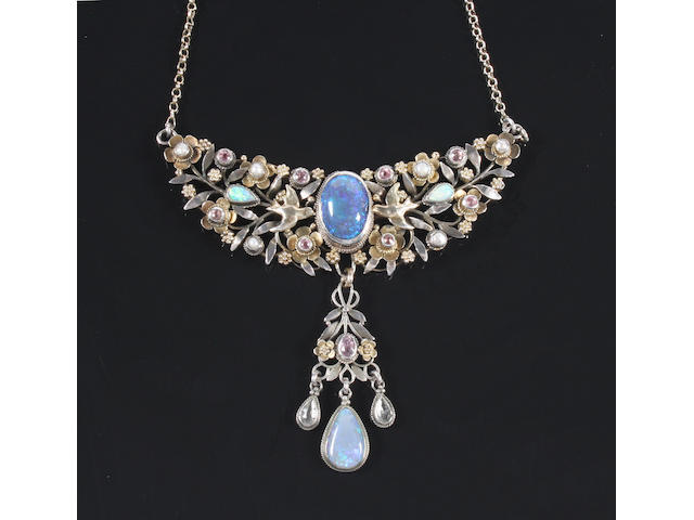 An Arts and Crafts gem-set necklace by Arthur and Georgie Gaskin Unmarked,