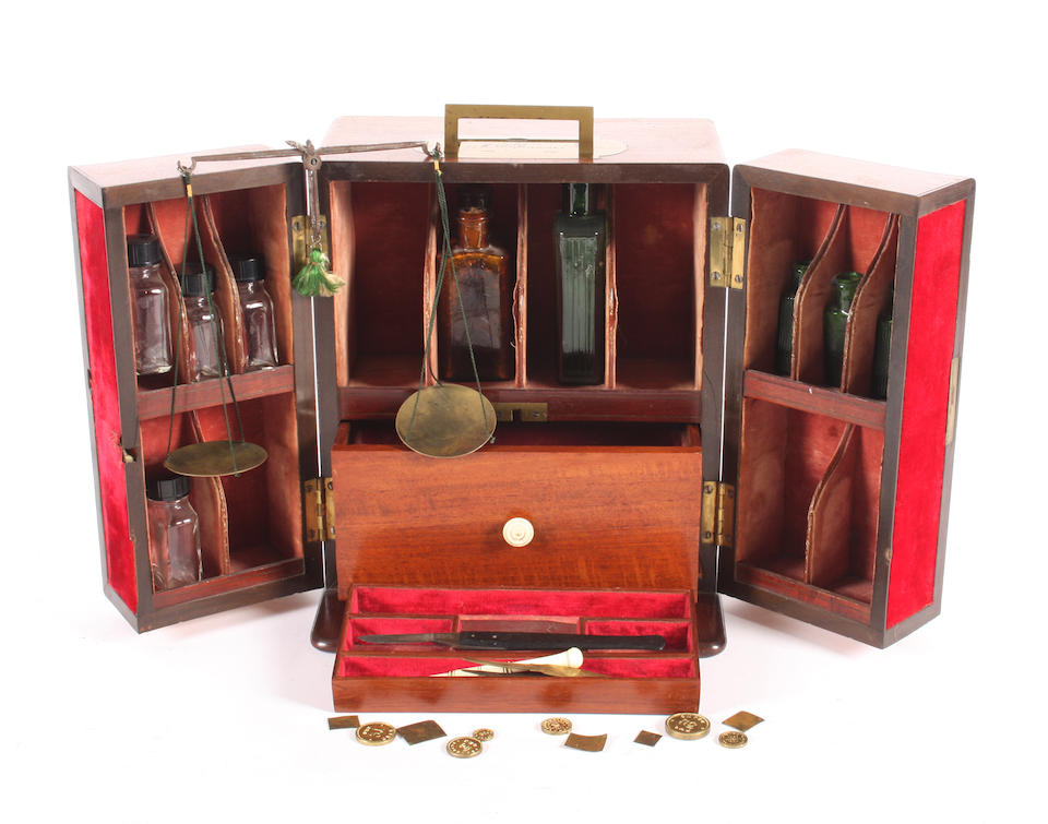 A mahogany medicine chest, English, circa 1870,