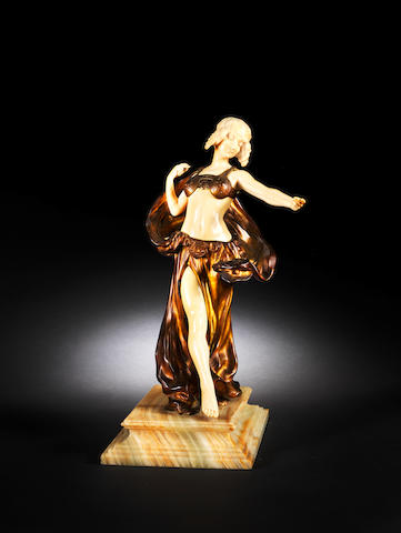 Louis Sosson A Cold-painted Bronze and Ivory Figure of a Dancer, circa 1920