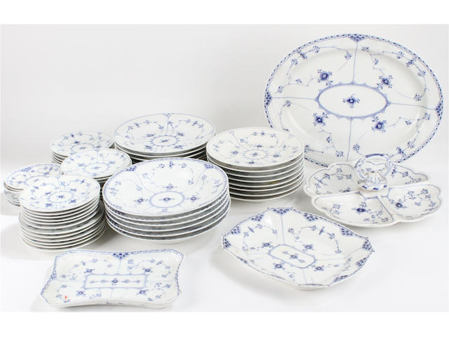 An extensive collection of Royal Copenhagen 'Blue Fluted Half Lace' dinner and tea wares
