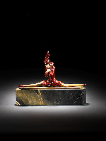 Paul Philippe 'Le Grand Ecart Respecteux (The Respectful Splits)' a Good Cold-painted Bronze and Ivory Figure, circa 1920