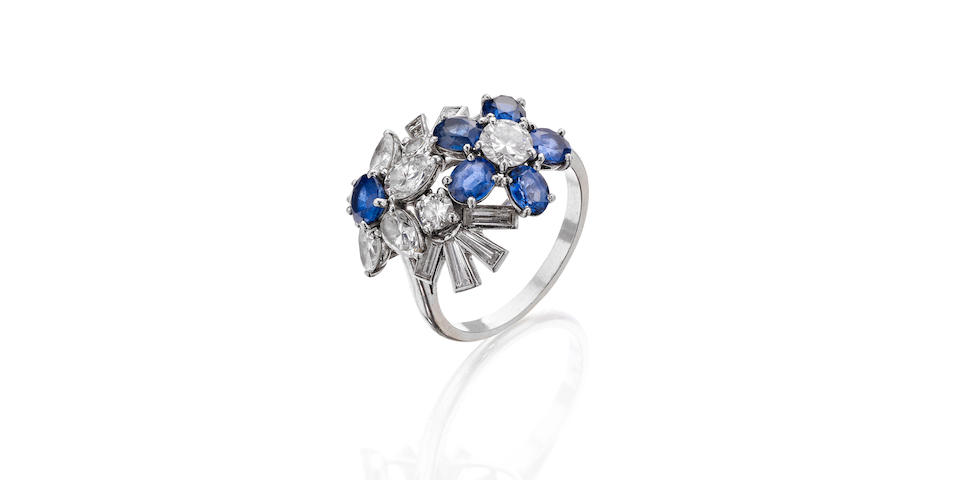 A sapphire and diamond dress ring, by Cartier,