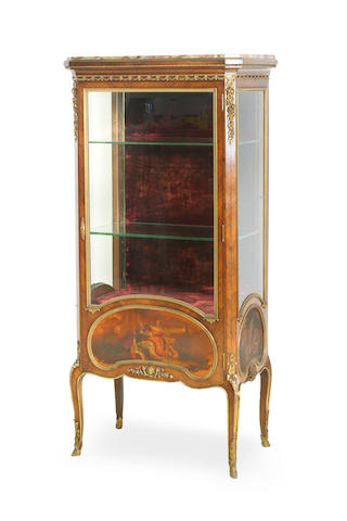 A Transitional style kingwood and Vernis Martin vitrine