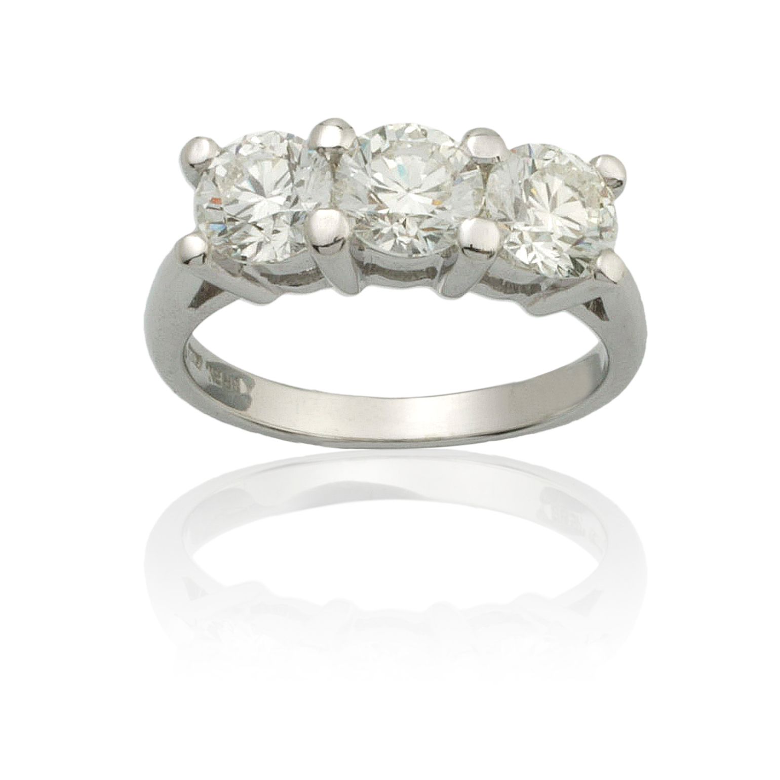 A three stone diamond ring