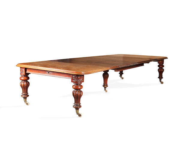 A substantial Victorian mahogany extending dining table